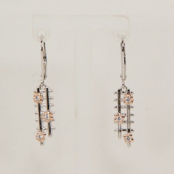 Silver/Rose Gold Plated CZ Ladder Drop Earrings